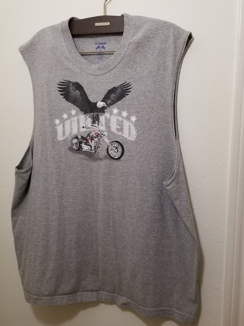 Academy Men’s 2X United Grey Eagle & Motorcycle Sleeveless Tank Top